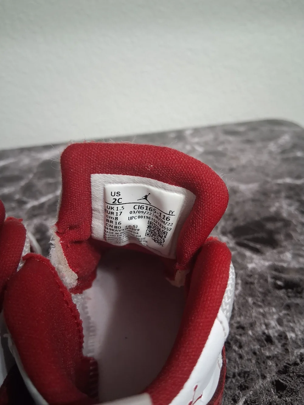 Baby Jordan 11 Cherry Red & White Basketball Shoes Size 2C
